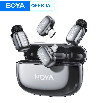 BOYA Mini Bezprzewodowy Mikrofon Krawatowy Redukcją Szumów AI Mini Mikrofon do iPhone 6141517 USBC Android Telefon Nagrywanie Wideo
