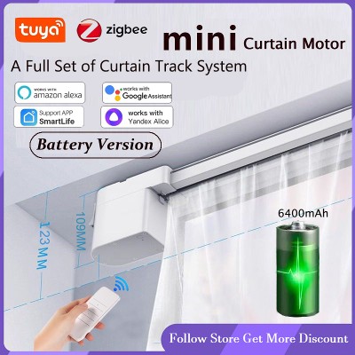 Silnik do rolet Tuya Zigbee Smart Mini bateria 6400 mAh elektryczna szyna prowadząca do rolet pilot RF sterowanie głosowe Alexa Yandex Alice