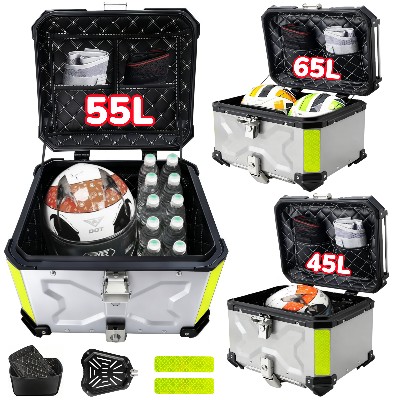 Skrzynia motocyklowa aluminiowa 655545L wodoodporna tylna kufry bagażowe kufer motocyklowy skrzynia na kask szybkozłączka