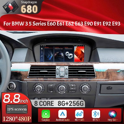 88calowy Android 13 dla BMW serii E60 E61 E62 E63 E90 E91 E92 E93 Bezprzewodowy ekran dotykowy BT Carplay Qualcomm Snapdragon 680