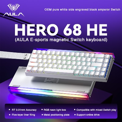 AULA HERO 68HE klawiatura przełącznikiem magnetycznym szybki spust 8K powrót Esports klawiatura dla graczy RGB przewodowa klawiatura do gier