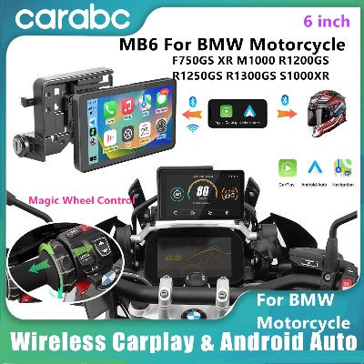CARABC MB6 6calowy motocyklowy ekran GPS bezprzewodowym Carplay Android Auto dedykowany do BMW F750GS XR M1000 R1200GS R1250GS S1000XR R1300GS