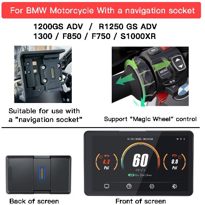 CARABC 6calowy nawigator motocyklowy bezprzewodowym CarPlay Android Auto do BMW R1300GS S1000 XRF750GS XR M1000 R1200GS R1250GS