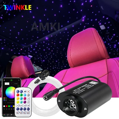 Mini 6W Lampka Sufitowa Światłowodami Efekt Gwieździstego Nieba Sterowana Aplikacją Lampka Dekoracyjna do Samochodu Domu Tworząca Atmosferę Gwieździstej Nocnej Nieba