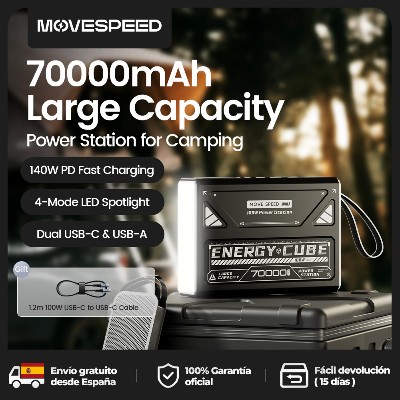 Latarnia kempingowa MOVESPEED LED 70000 mAh Akumulator dużej pojemności lampą ładowaną LED Światło awaryjne przypadku awarii zasilania na zewnątrz