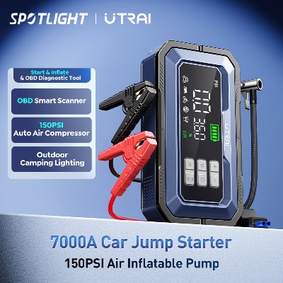UTRAI AllinOne 7000A Rozrusznik Samochodowy Kompresorem Powietrznym Diagnostyką OBD Power Bankiem Awaryjne Podkrętlo do Akumulatora Samochodowego
