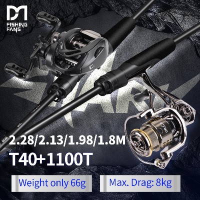 WĘDKARSKA WYWAŻONA WĘDKA FISHINGFANS KUAISHA T1100M40X karbonowym blankiem siłą hamowania 8KG lekkimi przelotkami LS ciężarem rzutu 730g szybką akcją do spinningu castingu