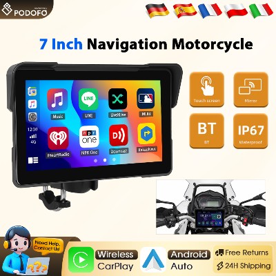 Podofo Bezprzewodowy Carplay Android 7calowy Przenośny Smart Player Odtwarzacz Multimedialny Wideo IP67 Wodoodporny EQ BT