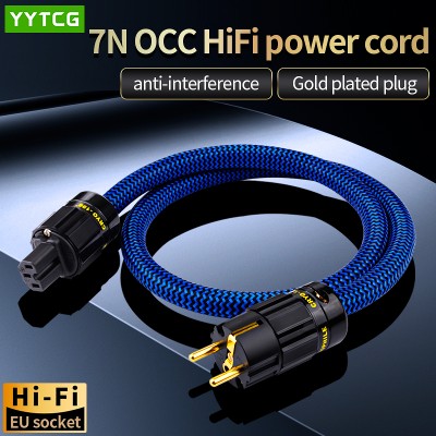 Wysokiej klasy przewód zasilający HiFi Audio 7N OCC EUUS podwójnym ekranowaniem pozłacaną wtyczką AC Power Kabel do wzmacniacza głośnikowego Filtre