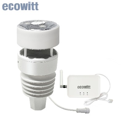 Stacja pogodowa Ecowitt GW3001 Hub WiFi IoT pamięcią na kartę SD 7w1 zewnętrzny czujnik opadów zasilany energią słoneczną funkcją haptycznej komunikacji