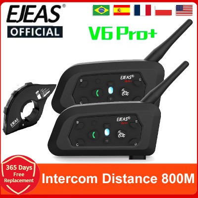 EJEAS V6 PRO PLUS Kask motocyklowy Bluetooth Walkie Talkie Odległość kierowcy 800 metrów Wodoodporny IP67