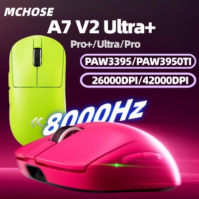 MCHOSE A7 V2 Ultra Plus Lekka Bezprzewodowa Mysz Gamingowa Podwójną Częstotliwością Pomiary 8000Hz Czujnik PAW3950 TI Mysz Esports do Biura Kompatybilna Logitech