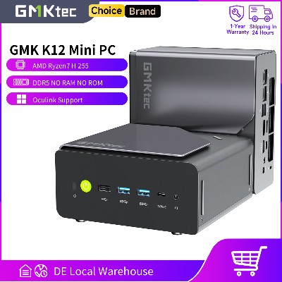 GMKtec K12 Mini PC AMD Ryzen7 H255 Ulepszony 8745HS Obsługa Oculink DDR5 Bez RAM Bez ROM Bez Systemu Operacyjnego WIFI6E Komputer Stacjonarny PC Gamingowy