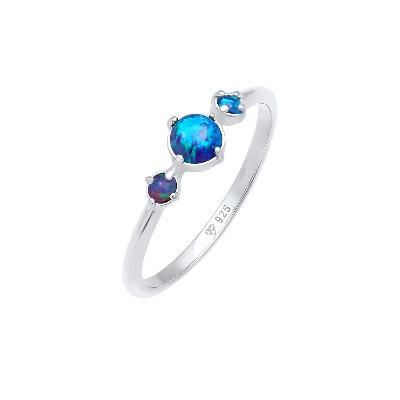 Elli Damska obrączka Geo Vintage Trend syntetycznym opalem srebrze próby 925 Sterling Silver Pierścionki ct Damski