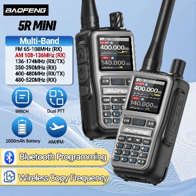 BAOFENG UV5R Mini Walkie Talkie Multi Band Bluetooth Programowanie Bezprzewodowe Kopiowanie Częstotliwości 999CH AM FM Daleki Zasięg Radiotelefon Dwukierunkowy