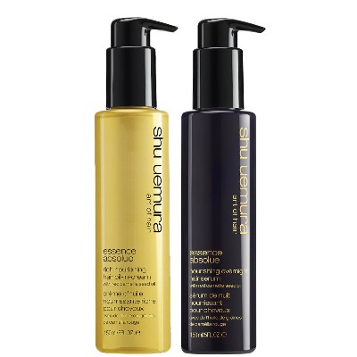 Shu Uemura Art of Hair Essence Absolue OilinCream and Absolue Overnight Serum Protecting Hair Routine for Very Dry Hair