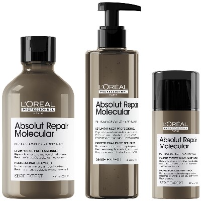 LOréal Professionnel Serie Expert Absolut Repair Molecular Shampoo Rinseoff Serum and Mask Routine for Damaged Hair