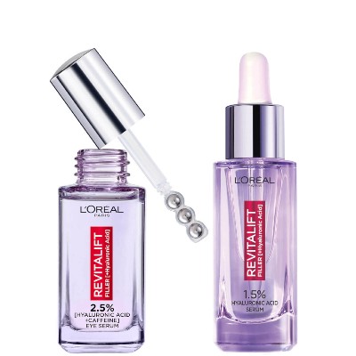 LOréal Paris Hydration Heroes Face and Eye Serum Duo with Hyaluronic Acid and Caffeine