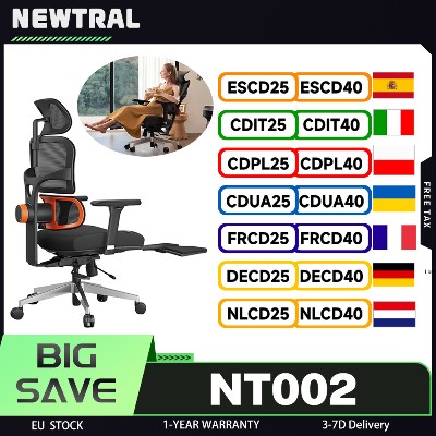 NEWTRAL NT002 Ergonomiczne krzesło podnóżkiem adaptacyjne wsparcie dolnej części pleców automatycznie ustawiany zagłówek oparcia certyfikowana jakość