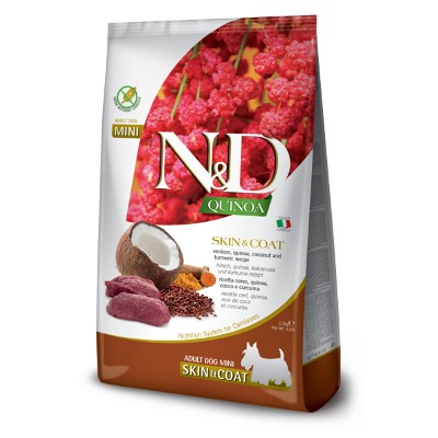 FARMINA NampD Quinoa Dog SkinampCoat Adult Mini venison coconut 25 kg dla psów małych ras jeleniem