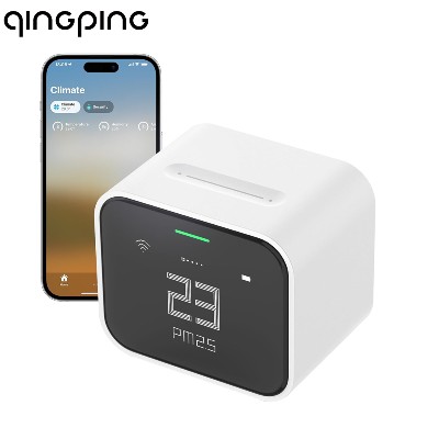 Inteligentny detektor powietrza Qingping Smart Air Detector Lite CO2 PM25 PM10 czujnikiem temperatury wilgotności dotykowy ekran kompatybilny aplikacją Mihome Apple HomeKit