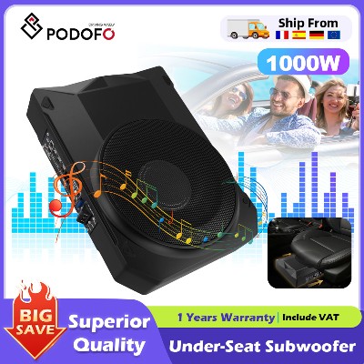 Subwoofer samochodowy Podofo 10 cali ultracienki aktywny kompaktowy pod siedzenie wzmacniacz audio do samochodu głośnik basowy