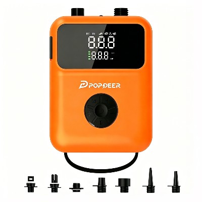 Pompa do desek SUP POPDEER PDSP01 przenośna elektryczna akumulatorem 20 PSI inteligentne dwustopniowe pompowanie odpowietrzanie do desek SUP kajaków łodzi latawców namiotów