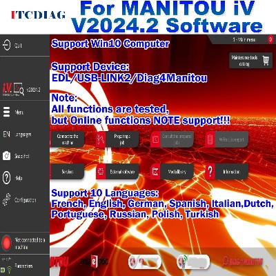 V20242 dla MANITOU iV Interaktywna obsługa widoku EDL USB LINK2 Diag4MANITOU dla wózków widłowych AL ALT BT MC MLA MSI MLT itp marki
