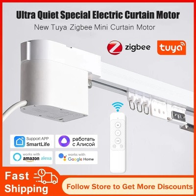 Tuya Zigbee Mini Inteligentny Silnik do Zasłon Elektryczny System Automatyczny do Zasłon Szyna Drążek Wspornik Alexa Alice Google Assistant Smartlife
