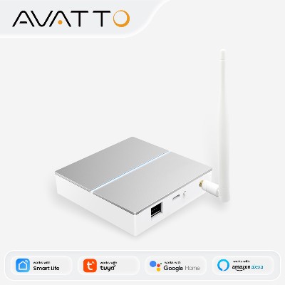 AVATTO Tuya Zigbee Inteligentny Przewodowy Hub Gateway Anteną Sygnałową Bezprzewodowy Mostek Inteligentnego Domu Obsługiwany przez Aplikację Współpracuje Alexa Google Home