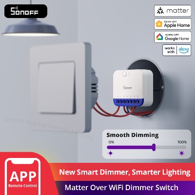 SONOFF MINIDIM MINI Extreme Matter Over WiFi Ściemniacz Światła Szeroka Kompatybilność Oświetleniem Obsługa Matter Google Apple Home Alexa