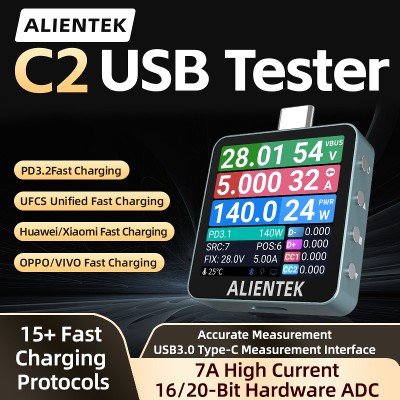 ALIENTEK USB Tester C2 Cyfrowy Woltomierz Detektor Mocy Ładowania PD32 Tester Baterii Wykrywanie Szybkiego Ładowania Trigger