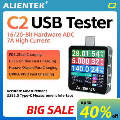 Tester USB ALIENTEK C2 tester baterii detektor mocy ładowania PD32 cyfrowy woltomierz wykrywanie szybkiego ładowania wyzwalacz