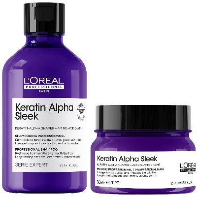 LOréal Professionnel Keratin Alpha Sleek Shampoo Hair Mask Bundle Antifrizz Smoothing