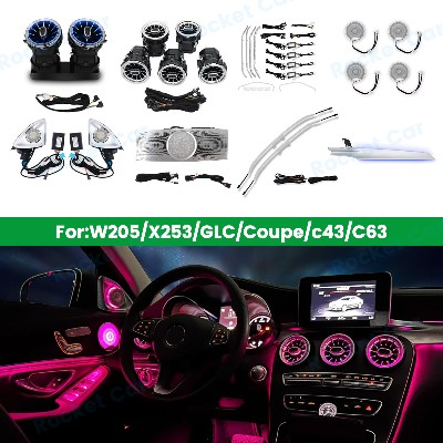 64 LED Turbine Vents Ambient Light dla Mercedes Benz W205 X253 GLC Coupe C43 C63s Osłona głośnika samochodowego Część dekoracyjna lampy