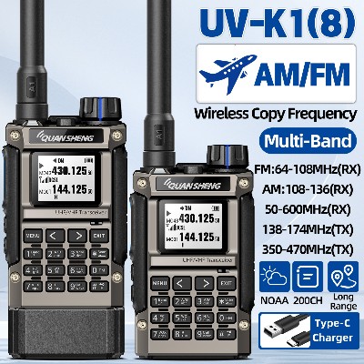 Radiotelefon Quansheng UVK18 AMFM wielopasmowy bezprzewodowym kopiowaniem częstotliwości dużym zasięgiem ładowarką TypeC do użytku na kempingu radioamatorskie UVK5 K6