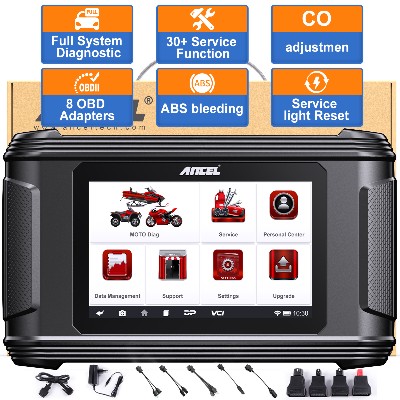 ANCEL MT500 Skaner OBD2 do motocykli pełna diagnostyka systemów ponad 35 funkcji resetowania ECU TPS do BMW Ducati Honda Kawasaki Suzuki Yamaha