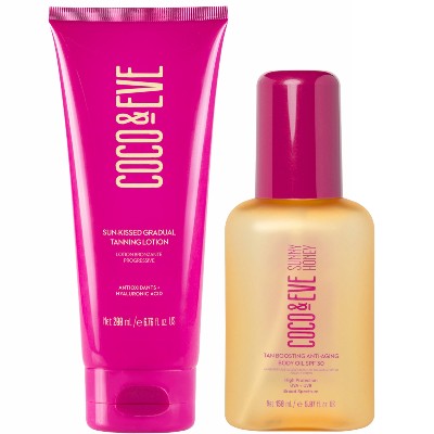 Coco Eve SunKissed Gradual Tanning Lotion and Tan Boosting AntiAging Body Oil SPF30 Bundle