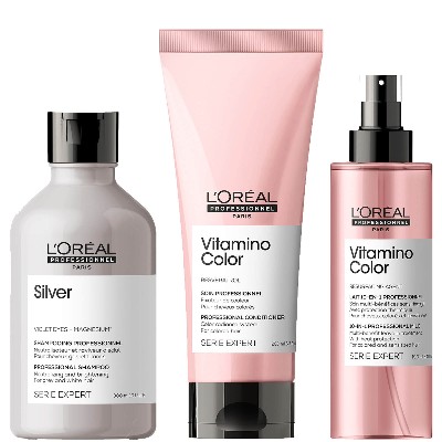 LOréal Professionnel Silver and Vitamino at Home Experts for Natural WhiteGrey Hair Bundle