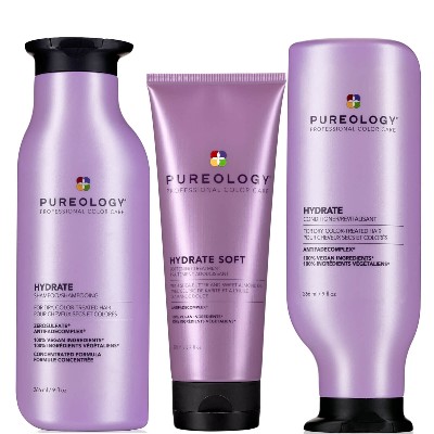 Pureology Hydrate Shampoo Conditioner and Soft Mask Moisturising Bundle for Dry Hair Sulphate for Gentle Cleanse