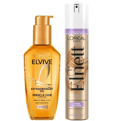 LOréal Paris Elvive Extraordinary Oil and Elnett Styling Bundle