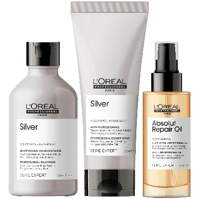 LOréal Professionnel Silver Shampoo Conditioner and Oil Trio