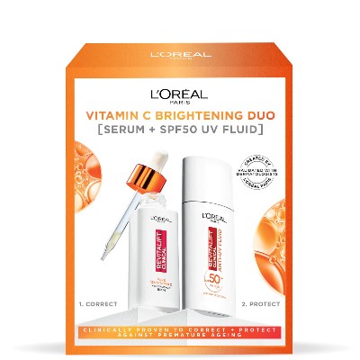 LOréal Paris Revitalift Pure Vitamin Serum and SPF 50 Invisible Fluid Face Duo serum witaminą fluid do twarzy