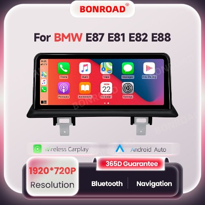 BONROAD Bezprzewodowy CarPlay Android Auto Odtwarzacz Multimedialny do BMW Serii E87 E81 E82 E88 Radio Samochodowe Ekran Dotykowy Nawigacja GPS