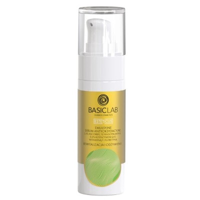 BasicLab Emulsyjne serum antyoksydacyjne Ascorbyl Tetraisopalmitate 05 Koenzymem Q10 Witaminą Floretyną REWITALIZACJA ODŻYWIENIE Serum nawilżające 30 ml
