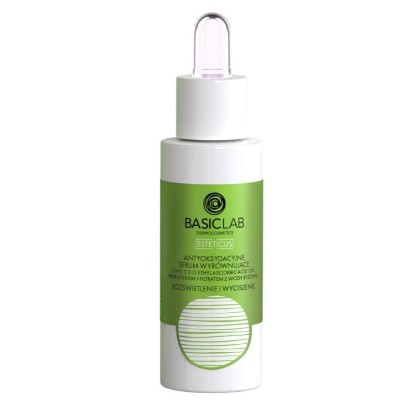 BasicLab Antyoksydacyjne Serum Wyrównujące wit 15 Rozświetlenie Wyciszenie Serum przeciwzmarszczkowe 30 ml