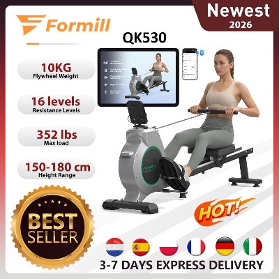Formill QK530 Magnetyczny wioślarski trenażer 16 poziomów oporu aplikacja Bluetooth wyświetlacz LCD wygodne siedzisko ćwiczenia fitness domu