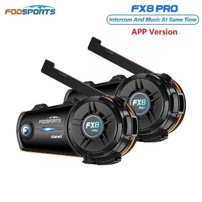 szt Fodsports FX8 Pro Motocyklowy Interkom Bluetooth do Kasku Zestaw Słuchawkowy Interfon dla 10 Użytkowników Obsługa Aplikacji