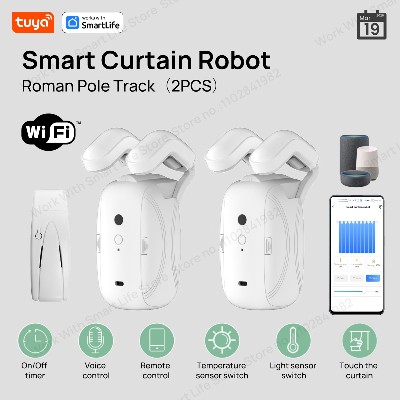12 szt Tuya inteligentny robot kurtynowy Wifi bramką rzymska prowadnica pilot aplikacji sterowanie głosem pojedynczepodwójne otwieranie