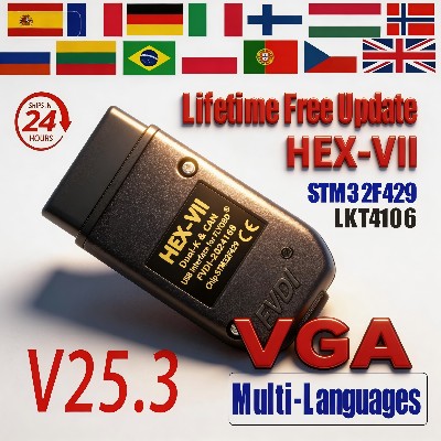 Najnowsze narzędzia diagnostyczne VCDScan Unlimited VINs Auto Scan com HEX Real V2 Diagnostic Tools VAG Coding COM STM32F429 V253 dla VW AUDI Skoda Seat
